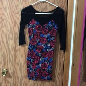 Short floral & black dress